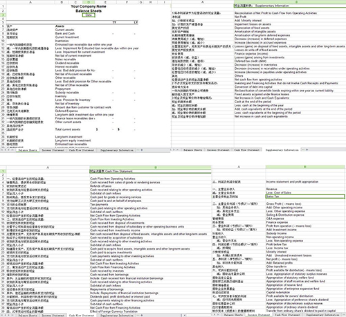 财务报表翻译